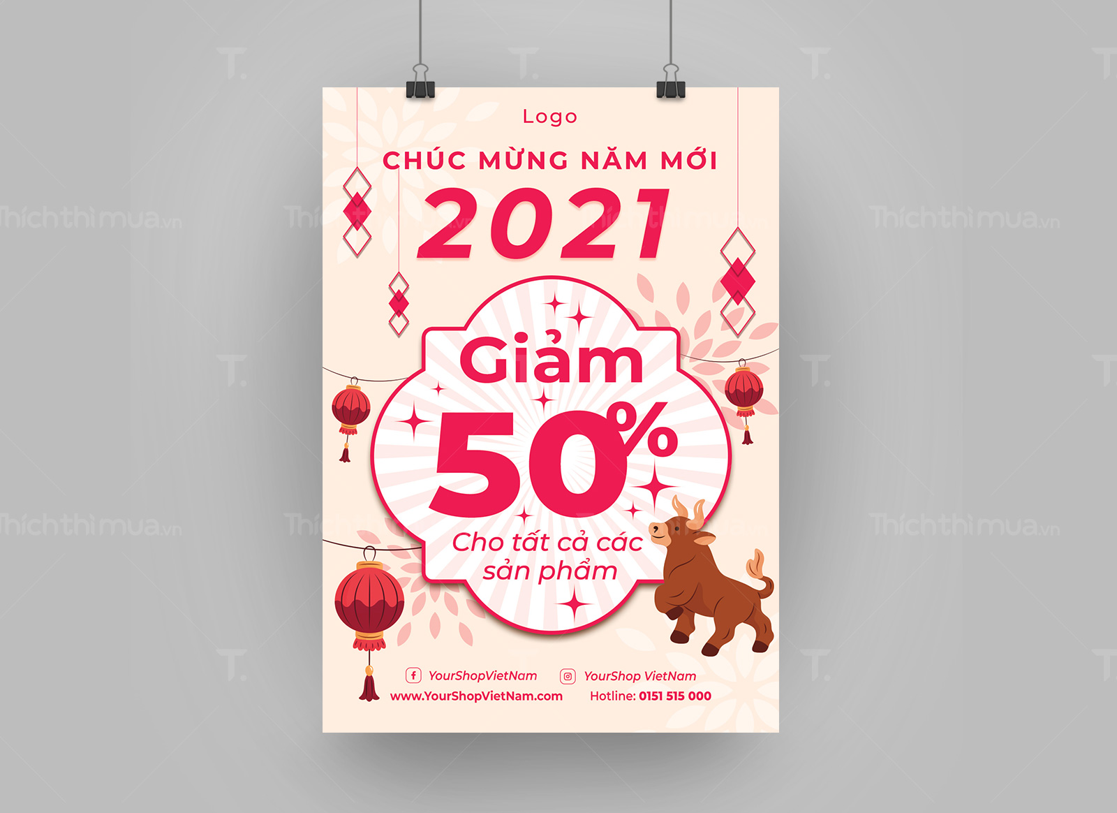 Poster Sale sản phẩm chủ đề Tết Chúc Mừng Năm 2021