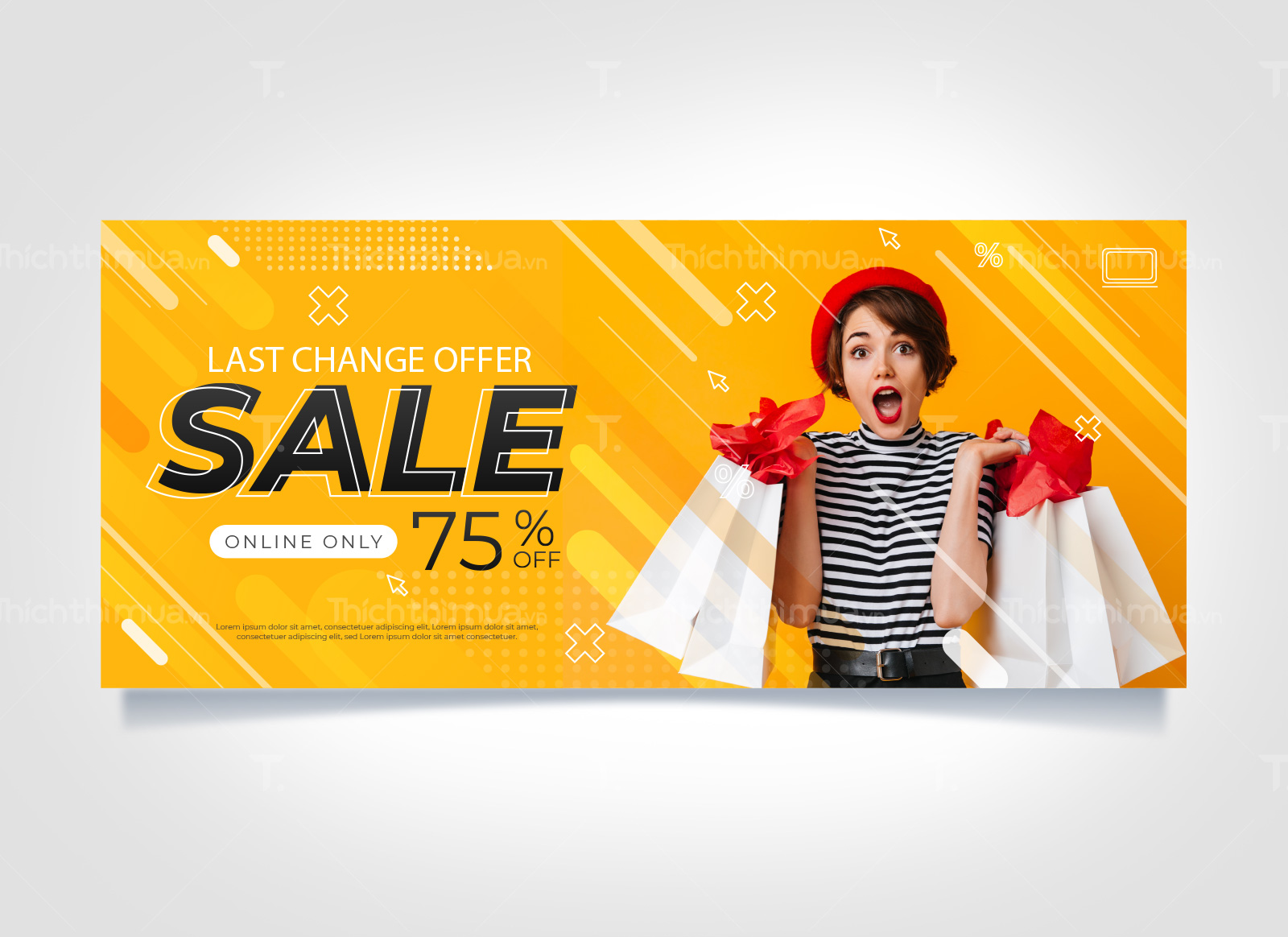 Banner website khuyến mãi mua hàng online sale 75%