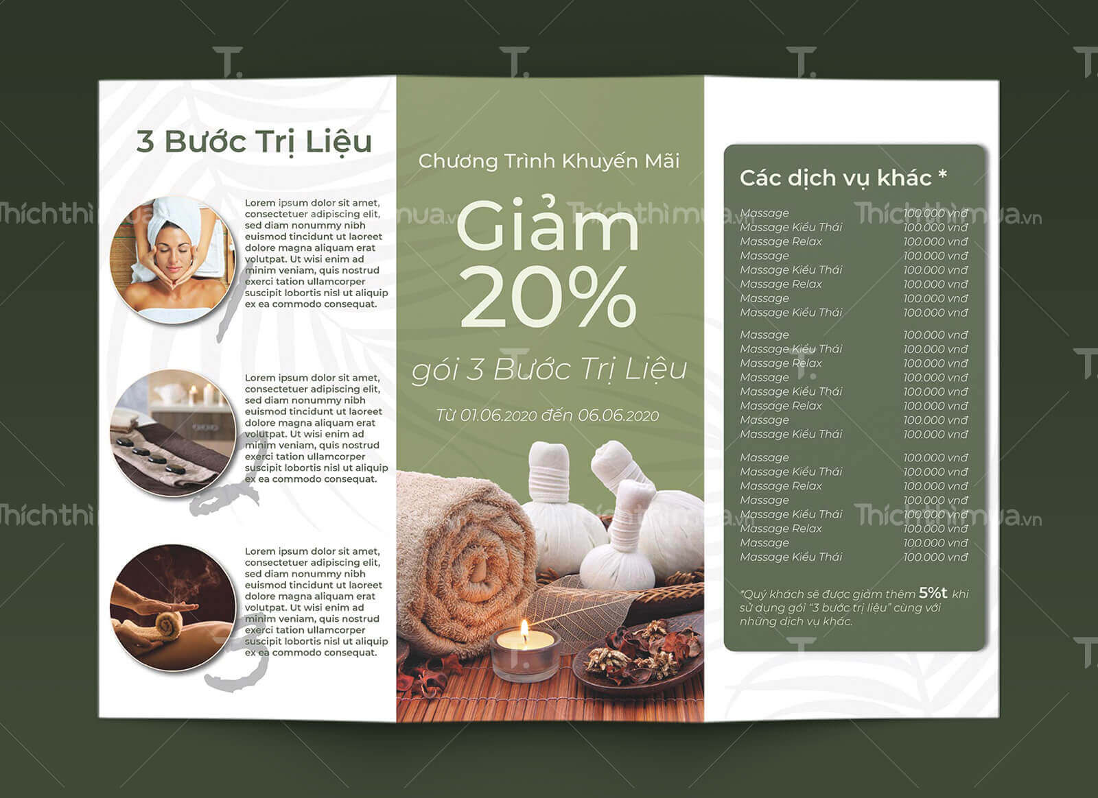Tờ gấp 3 giảm giá nhân dịp khai trương spa