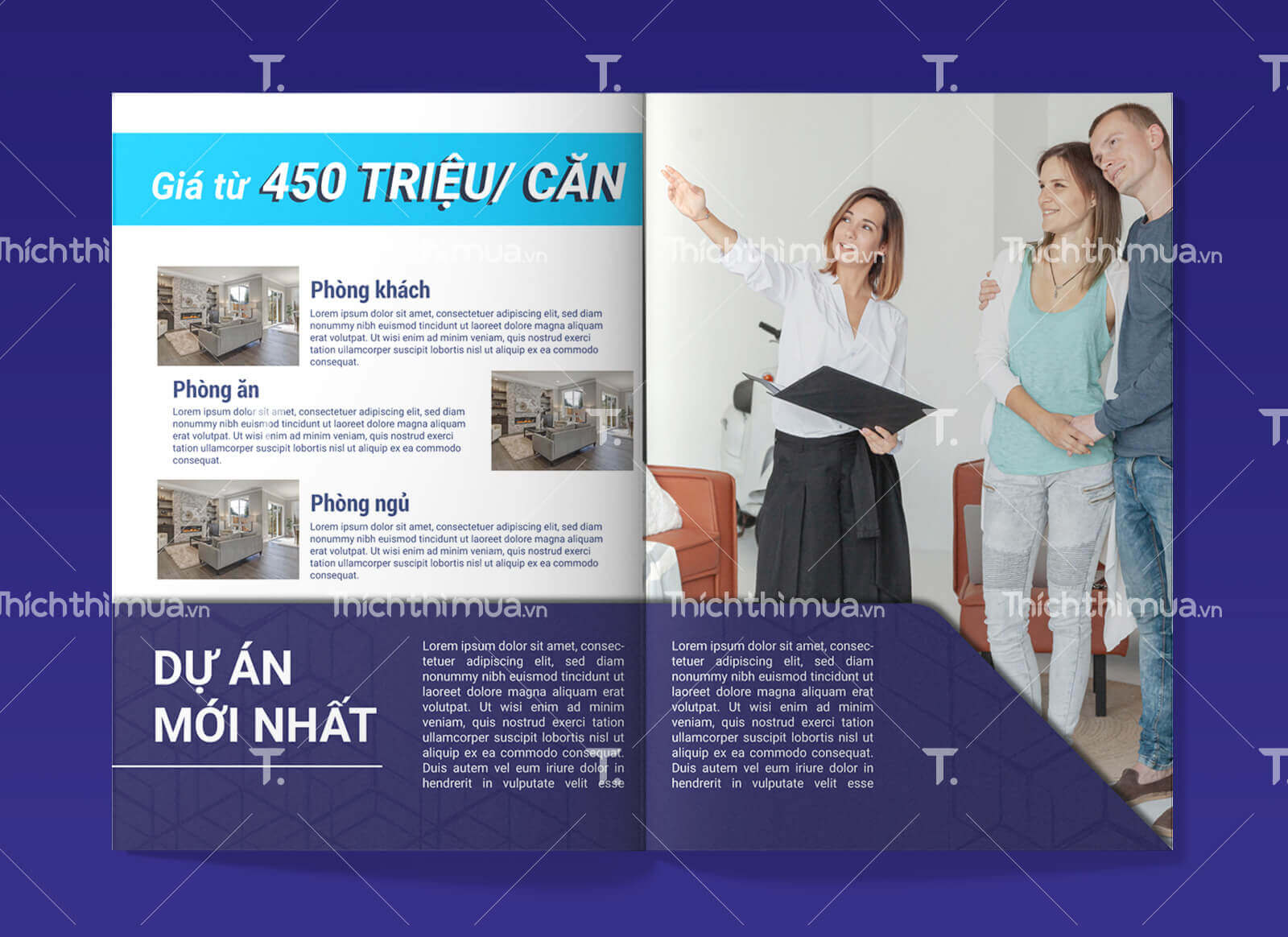 Tờ gấp giới thiệu dự án mới với tông màu xanh dương